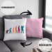 Posaunist Kissen mit Füllung 40x40 Geschenk Evolution Posaune Kaffee Geschenkidee Lustig (Grau) Rosa Trendation