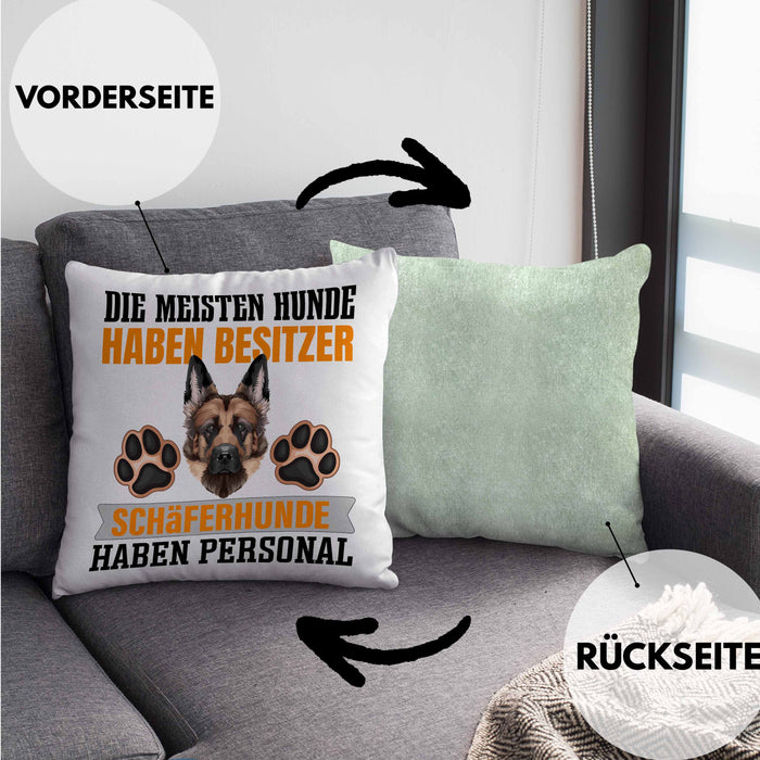 Schäferhund Besitzer Kissen mit Füllung 40x40 Geschenk Lustiger Spruch Geschenkidee Besitzerin Schäferhund Haben Personal (Grau) Grün Trendation