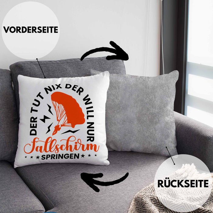 Kissen mit Füllung 40x40 Fallschirmspringer Geschenk Spruch Geschenkidee Fallschirm Springer (Grau) Grau Trendation