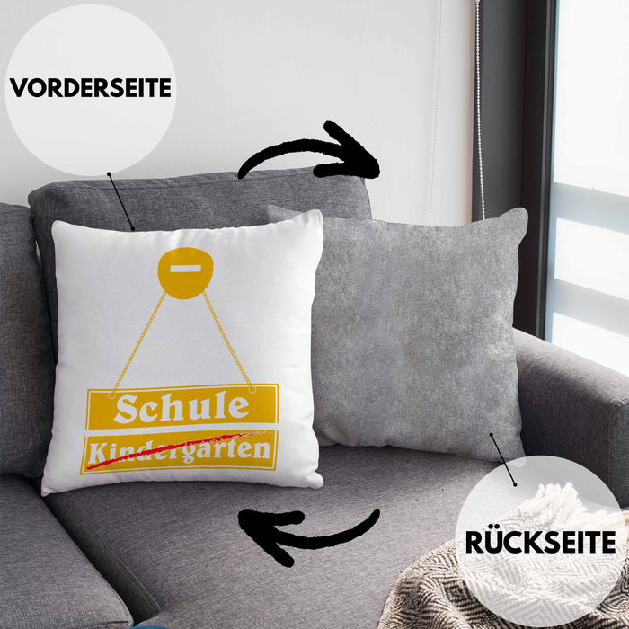 Einschulung Kissen mit Füllung 40x40 Geschenk für Jungs Jungen 1. Schultag Grundschule (Grau) Grau Trendation