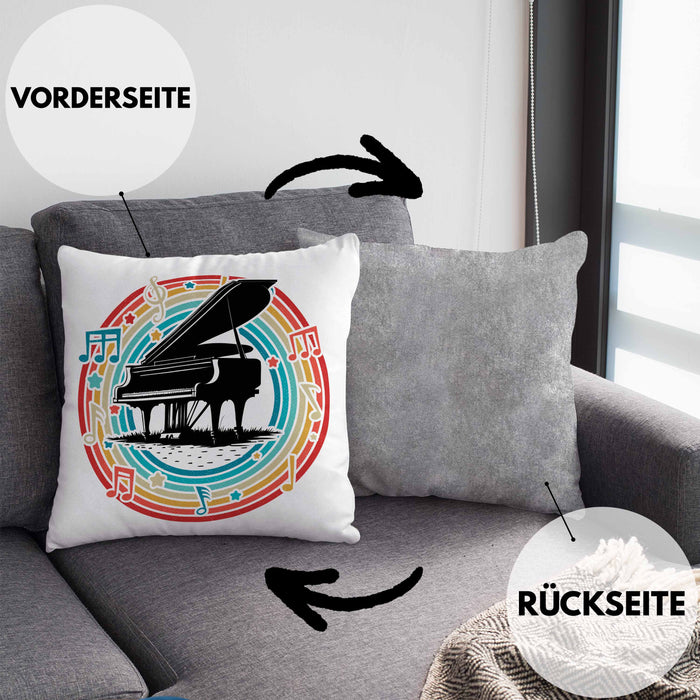 Piano-Spieler Kissen mit Füllung 40x40 Geschenk Klavier Geschenkidee Flügel Musiker (Grau) Grau Trendation