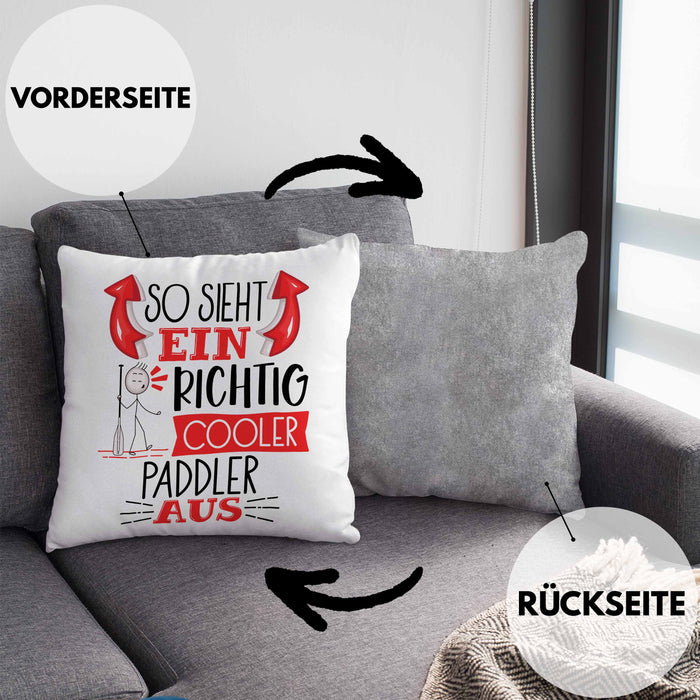 So Sieht Ein Richtig Cooler Paddler Aus Geschenk Kissen mit Füllung 40x40 Lustiger Spruch Geschenkidee (Grau) Grau Trendation