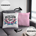 Rollschuh Kissen mit Füllung 40x40 Geschenk für Roller Girls "Roller Girl" Nostalgie 80er 90er Jahre (Grau) Rosa Trendation