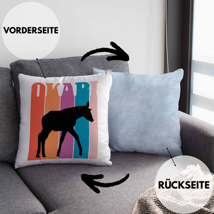 Lustige Okapi Kissen mit Füllung 40x40 Geschenk für Okapi Liebhaber Grafik (Grau) Blau Trendation