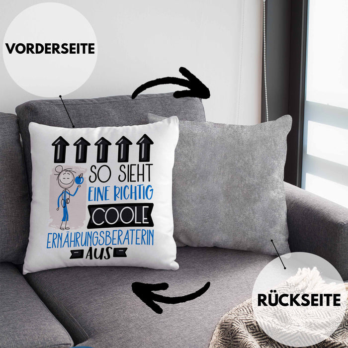 Ernährungsberaterin Geschenk Kissen mit Füllung 40x40 Lustig Geschenkidee für Ernährungsberaterin Geburtstag So Sieht Eine Richtig Coole Ernährungsberaterin Aus Frauen Spruch (Grau) Grau Trendation