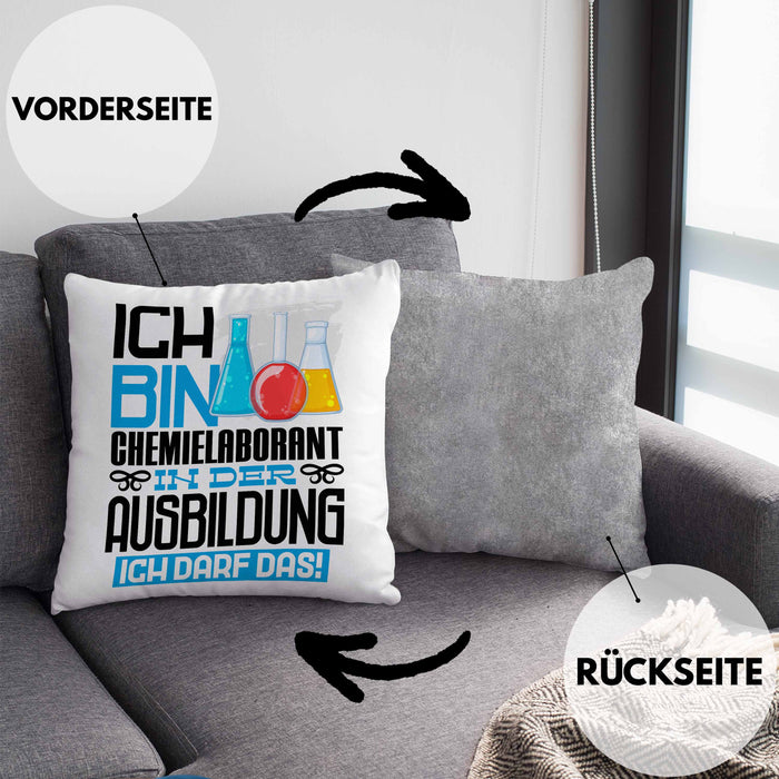 Chemielaborant Ausbildung Kissen mit Füllung 40x40 Geschenk Ich Bin Chemielaborant In Der Ausbildung Ich Darf Das Geschenkidee Spruch (Grau) Grau Trendation