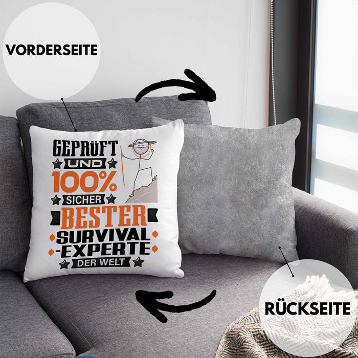 Survival-Experte Geschenk Lustiger Spruch für Survival-Experte Geschenkidee Bester Survival-Experte Der WeltKissen mit Füllung 40x40 (Grau) Grau Trendation