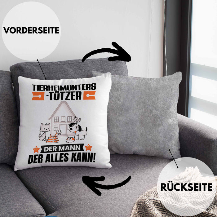 Tierheimunterstützer Kissen mit Füllung 40x40 Geschenk für Tierheimunterstützer Der Mann Der Alles Kann Geschenkidee zum Geburtstag (Grau) Grau Trendation