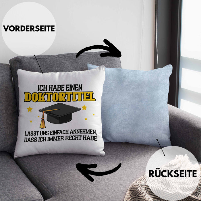 Lustige Kissen mit Füllung 40x40 Doktortitel Bestanden- Geschenk Bestandene Prüfung (Grau) Blau Trendation