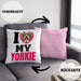Yorkie Besitzerin Kissen mit Füllung 40x40 Geschenk Lustiger Spruch Geschenkidee I Love My Yorkie (Grau) Rosa Trendation