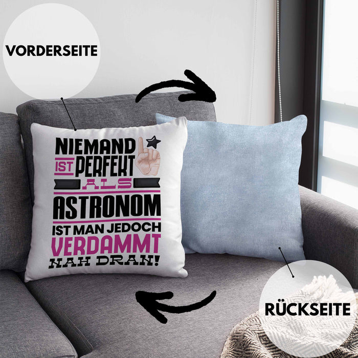Astronom Geschenk Kissen mit Füllung 40x40 Lustige Geschenkidee für Astronom Geburtstag Niemand Ist Perfekt Aber Als Astronom Ist Man Nah Dran (Grau) Blau Trendation