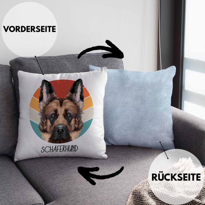 Schäferhund Besitzer Kissen mit Füllung 40x40 Geschenk Lustiger Spruch Geschenkidee Schäferhund Mama Papa (Grau) Blau Trendation