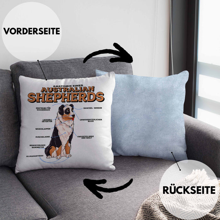 Lustige Kissen mit Füllung 40x40 für Australian Shepherd Liebhaber Geschenkidee (Grau) Blau Trendation