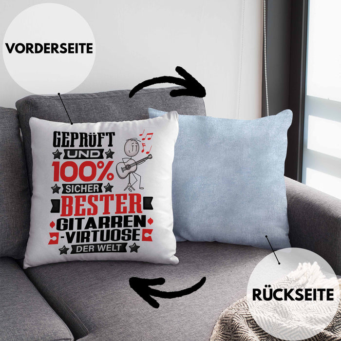 Gitarrenvirtuose Geschenk Lustiger Spruch für Gitarrenvirtuose Geschenkidee Bester Gitarrenvirtuose Der WeltKissen mit Füllung 40x40 (Grau) Blau Trendation