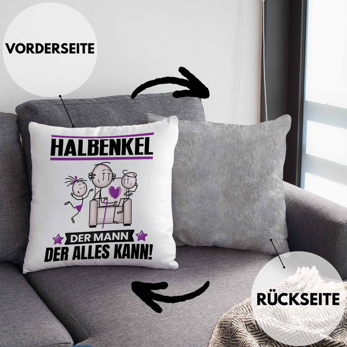 Halbenkel Kissen mit Füllung 40x40 Geschenk für Halbenkel Der Mann Der Alles Kann Geschenkidee zum Geburtstag (Grau) Grau Trendation