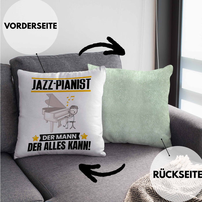 Jazz-Pianist Kissen mit Füllung 40x40 Geschenk für Jazz-Pianist Der Mann Der Alles Kann Geschenkidee zum Geburtstag (Grau) Grün Trendation