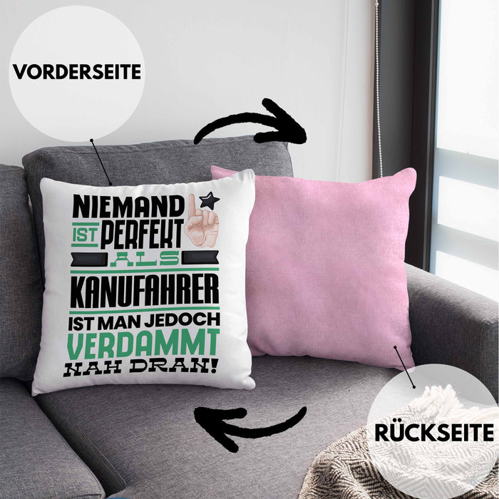 Kanufahrer Geschenk Kissen mit Füllung 40x40 Lustige Geschenkidee für Kanufahrer Geburtstag Niemand Ist Perfekt Aber Als Kanufahrer Ist Man Nah Dran (Grau) Rosa Trendation