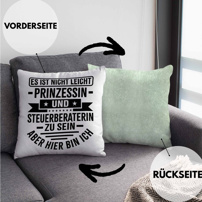 Steuerberaterin Geschenk Kissen mit Füllung 40x40 Geschenkidee Prinzessin (Grau) Grün Trendation