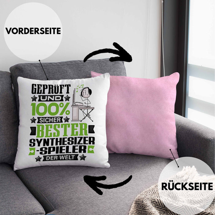 Synthesizer-Spieler Geschenk Lustiger Spruch für Synthesizer-Spieler Geschenkidee Bester Synthesizer-Spieler Der WeltKissen mit Füllung 40x40 (Grau) Rosa Trendation