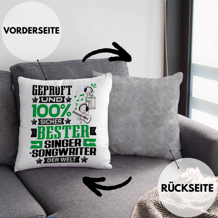 Singer-Songwriter Geschenk Lustiger Spruch für Singer-Songwriter Geschenkidee Bester Singer-Songwriter Der WeltKissen mit Füllung 40x40 (Grau) Grau Trendation