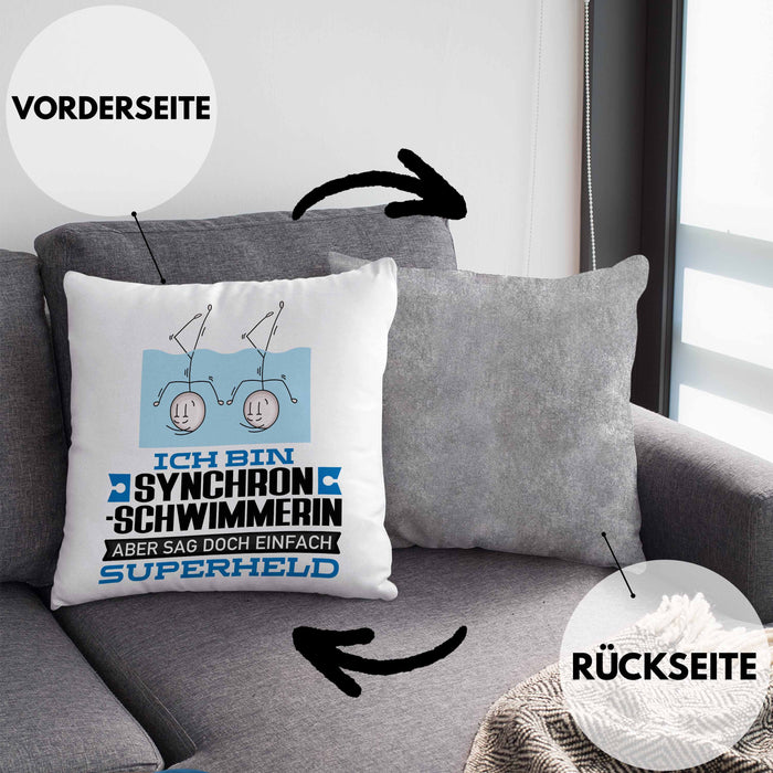 Synchronschwimmerin Geschenk Kissen mit Füllung 40x40 Ich Bin Synchronschwimmerin Aber Sag Doch Einfach Superheld Lustige Geschenkdiee für Synchronschwimmerin (Grau) Grau Trendation