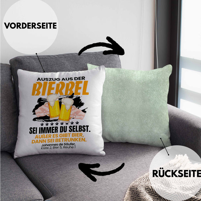 Auszug Bierbel Bier-Liebhaber Geschenkidee Kissen mit Füllung 40x40 Männer Geschenkidee Saufen (Grau) Grün Trendation