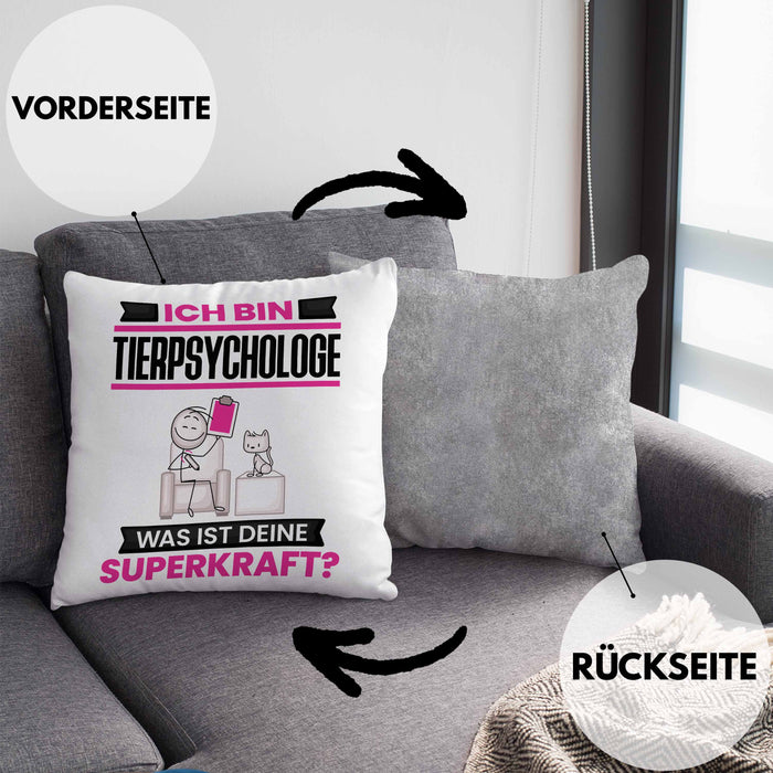 Tierpsychologe Kissen mit Füllung 40x40 Geschenk für Tierpsychologe Geburtstag Lustiger Spruch Was Ist Deine Superkraft (Grau) Grau Trendation