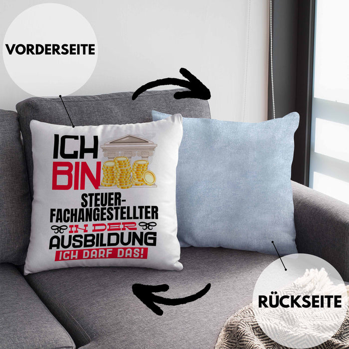 Steuerfachangestellter Ausbildung Kissen mit Füllung 40x40 Geschenk Ich Bin Steuerfachangestellter In Der Ausbildung Ich Darf Das Geschenkidee Spruch (Grau) Blau Trendation