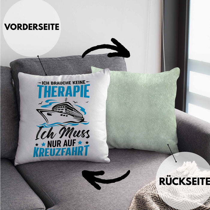 Kreuzfahrt Geschenk Kissen mit Füllung 40x40 Verkündung Geschenkidee für Kreuzfahrt-Fans Schiff (Grau) Grün Trendation