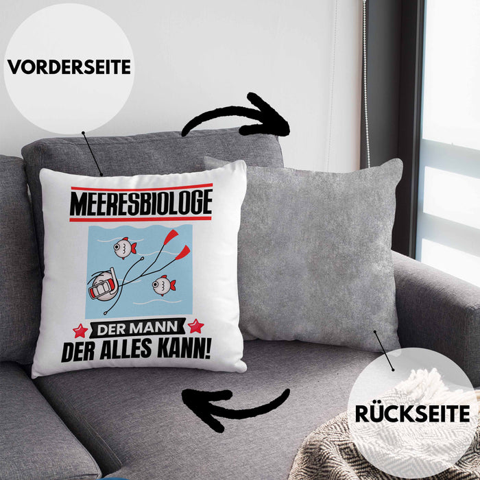 Meeresbiologe Kissen mit Füllung 40x40 Geschenk für Meeresbiologe Der Mann Der Alles Kann Geschenkidee zum Geburtstag (Grau) Grau Trendation