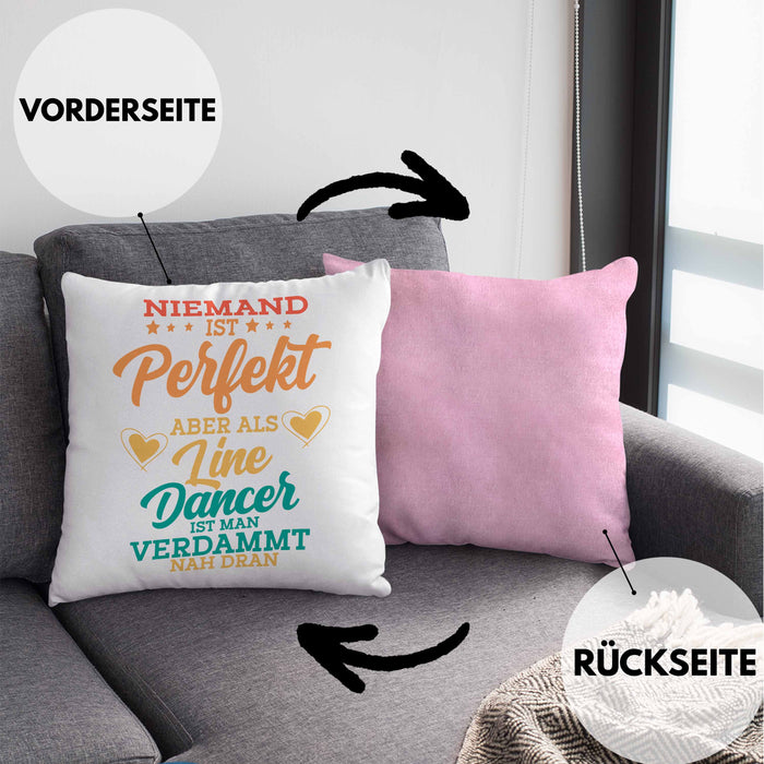 Lustige Line Dance Kissen mit Füllung 40x40 - Tolles Geschenk für Line Dance Enthusiasten "Niemand Ist toll Aber Als Lincedancer" (Grau) Rosa Trendation