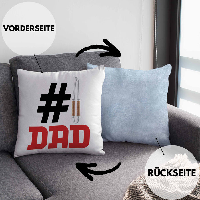 Grillen Nummer 1 Dad Vater Kissen mit Füllung 40x40 Geschenk Grillmeister Papa Geschenkidee Bester Papa Der Welt Vatertag Lustige Geschenkidee (Grau) Blau Trendation