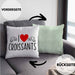 Kissen mit Füllung 40x40 "I Love Croissants" Lustiges Geschenk für Croissant-Liebhaber Frankreich (Grau) Grün Trendation
