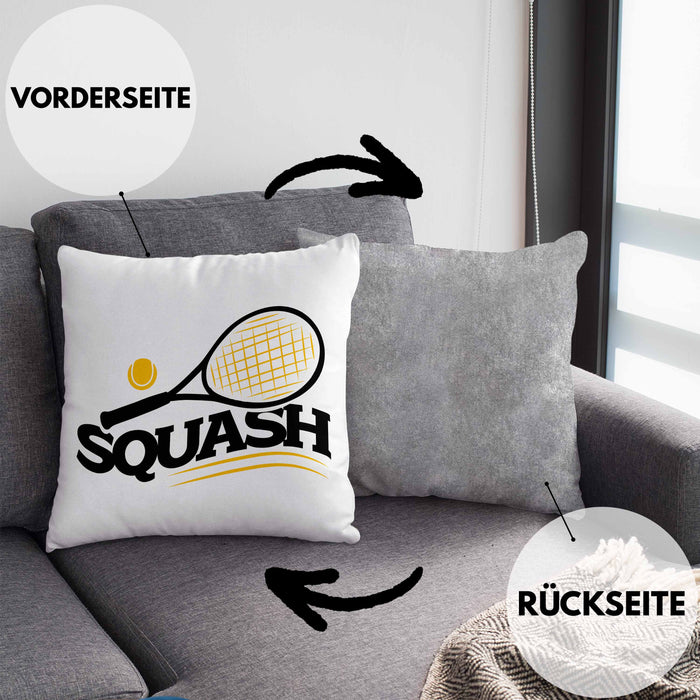 Lustige Squash-Kissen mit Füllung 40x40 Geschenk für Squash-Spieler (Grau) Grau Trendation
