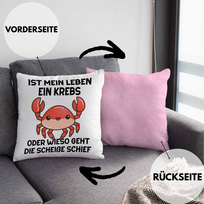 Dank Meme Kissen mit Füllung 40x40 Spruch Internet Meme Geschenkidee Depressionen Ist Mein Leben Ein Krebs Oder Wieso Geht Die SCH Schief? (Grau) Rosa Trendation