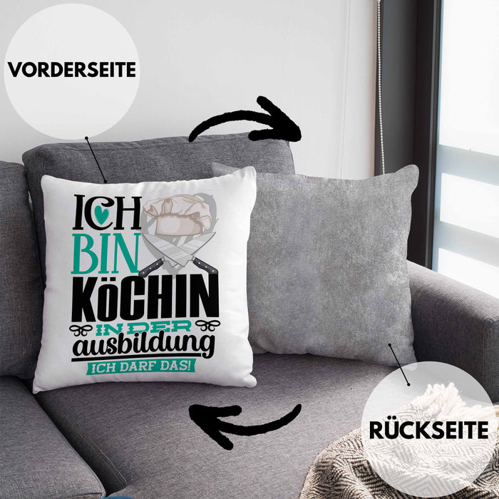 Köchin Ausbildung Start Geschenk Kissen mit Füllung 40x40 Ich Bin Köchin In Der Ausbildung Ich Darf Das Geschenkidee (Grau) Grau Trendation