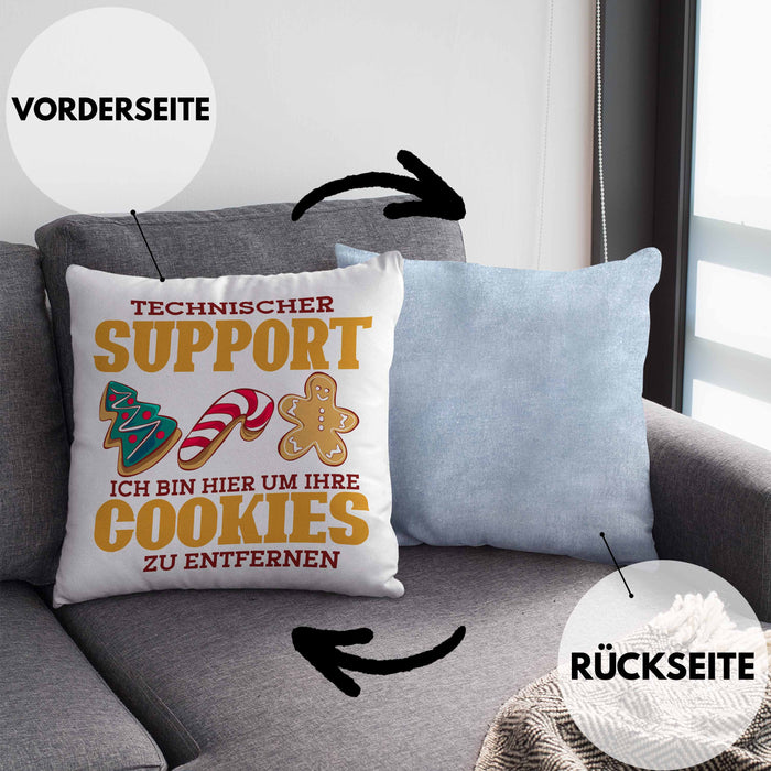 Lustige Kissen mit Füllung 40x40 Technischer Support "Ich bin hier, um Ihre Cookies zu entfernen" Geschenk für Tech-Enthusiasten (Grau) Blau Trendation