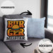Burger Meister Kissen mit Füllung 40x40 Geschenk Spruch Grillen Sommer Burger Liebhaber Geschenkidee Cheeseburger (Grau) Blau Trendation