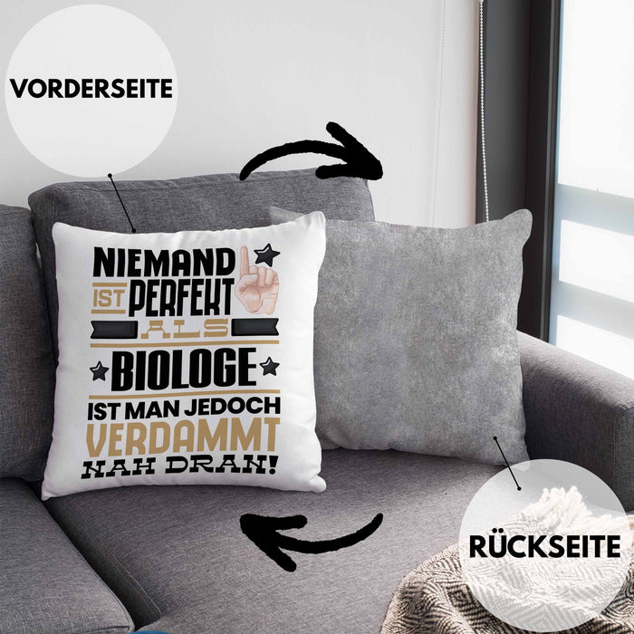 Biologe Geschenk Kissen mit Füllung 40x40 Lustige Geschenkidee für Biologe Geburtstag Niemand Ist Perfekt Aber Als Biologe Ist Man Nah Dran (Grau) Grau Trendation