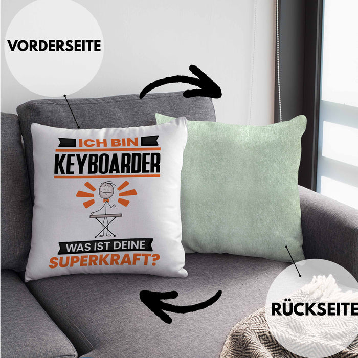 Keyboarder Kissen mit Füllung 40x40 Geschenk für Keyboarder Geburtstag Lustiger Spruch Was Ist Deine Superkraft (Grau) Grün Trendation