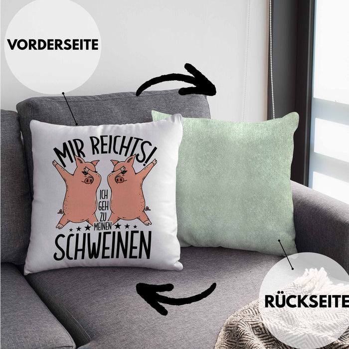 Lustige Kissen mit Füllung 40x40 Geschenk für Schweine-Bauer Geschenkidee Spruch (Grau) Grün Trendation