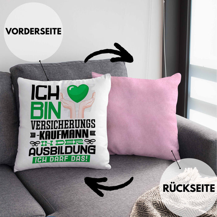 Versicherungskaufmann Ausbildung Kissen mit Füllung 40x40 Geschenk Ich Bin Versicherungskaufmann In Der Ausbildung Ich Darf Das Geschenkidee Spruch (Grau) Rosa Trendation