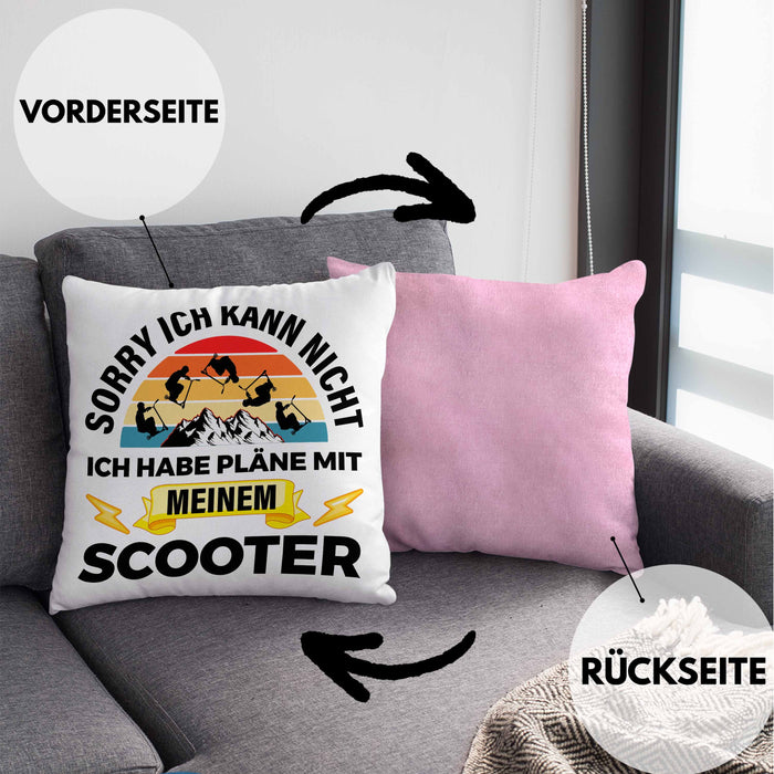 Scooter Roller Fahrer Geschenk Kissen mit Füllung 40x40 Scooterfahrer Geschenkidee Scooting Geschenkidee Jungs Profi Scooterfahrer Pro Grafik Stunts (Grau) Rosa Trendation