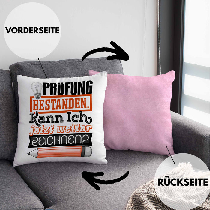 Bachelor Master Prüfung Bestanden Geschenk Kissen mit Füllung 40x40 Studium Prüfung Bestanden Kann Ich Jetzt Weiter Zeichnen Künstlerin (Grau) Rosa Trendation