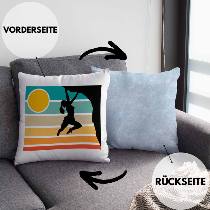 Vintage Kletter-Kissen mit Füllung 40x40 als Geschenk für Bouldersport-Fans (Grau) Blau Trendation