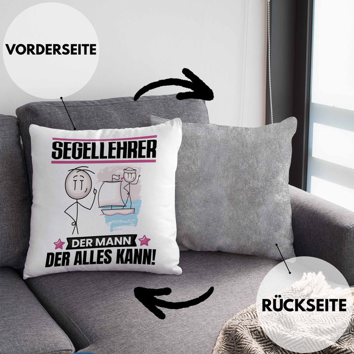 Segellehrer Kissen mit Füllung 40x40 Geschenk für Segellehrer Der Mann Der Alles Kann Geschenkidee zum Geburtstag (Grau) Grau Trendation