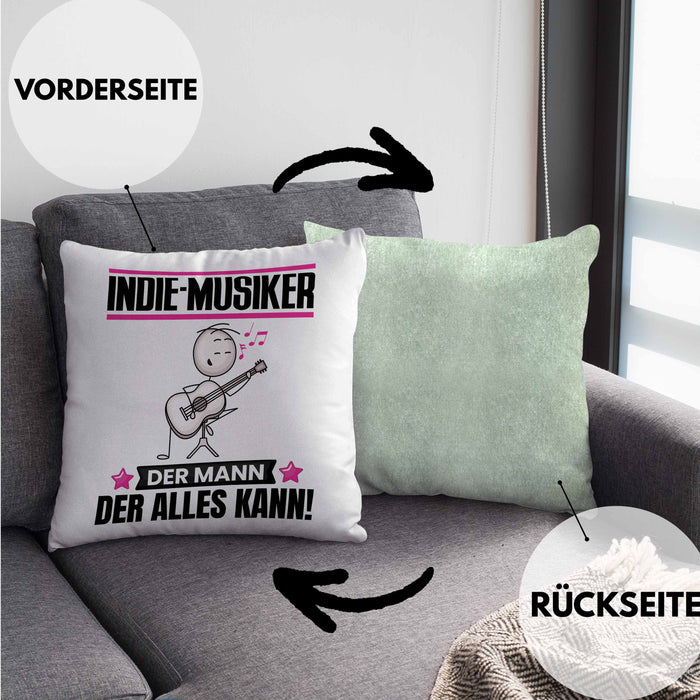 Indie-Musiker Kissen mit Füllung 40x40 Geschenk für Indie-Musiker Der Mann Der Alles Kann Geschenkidee zum Geburtstag (Grau) Grün Trendation