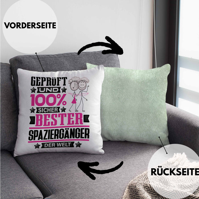 Spaziergänger Geschenk Lustiger Spruch für Spaziergänger Geschenkidee Bester Spaziergänger Der WeltKissen mit Füllung 40x40 (Grau) Grün Trendation