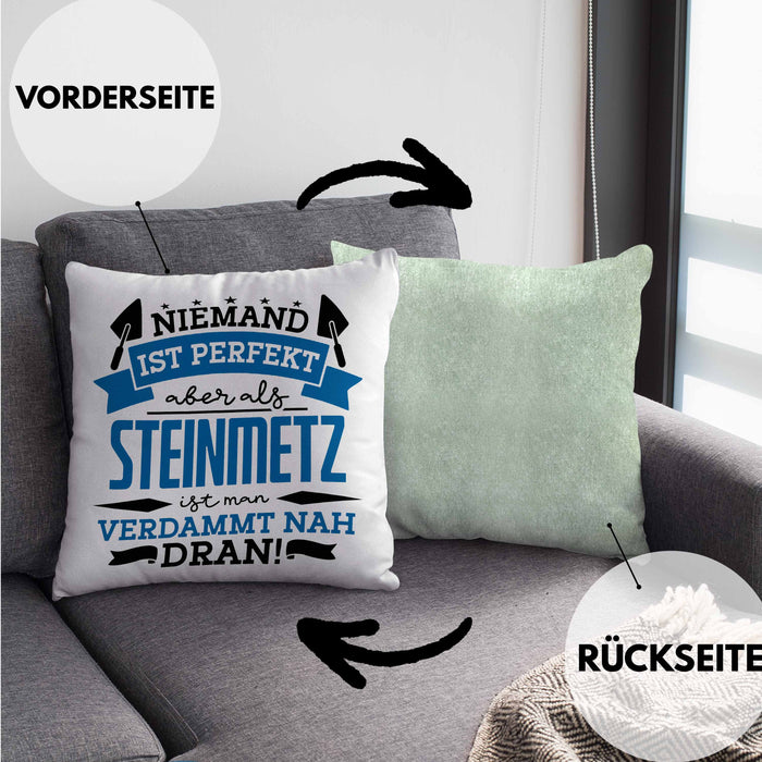 Steinmetz Kissen mit Füllung 40x40 Geschenk Spruch Geschenkidee Spruch Niemand Ist toll (Grau) Grün Trendation