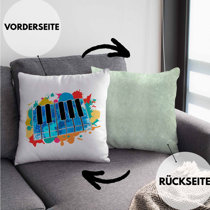 Keyboard Spieler Kissen mit Füllung 40x40 Geschenk für Keyboarder Musiker Band Geschenkidee Bunt (Grau) Grün Trendation